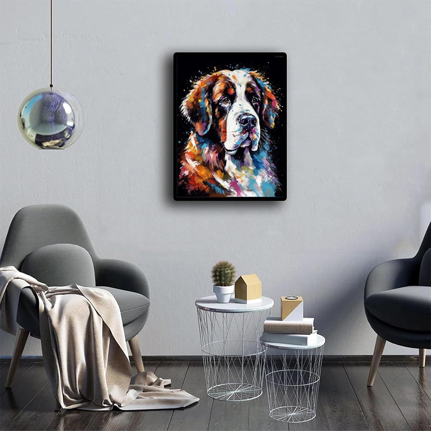 Saint Bernard Diamond Art Painting, Animals Happy Saint Bernard Dog Kit for Adults Diamond Art Painting by Number Kits Gem Art Wall Home Decor 12x16inch/30x40cm