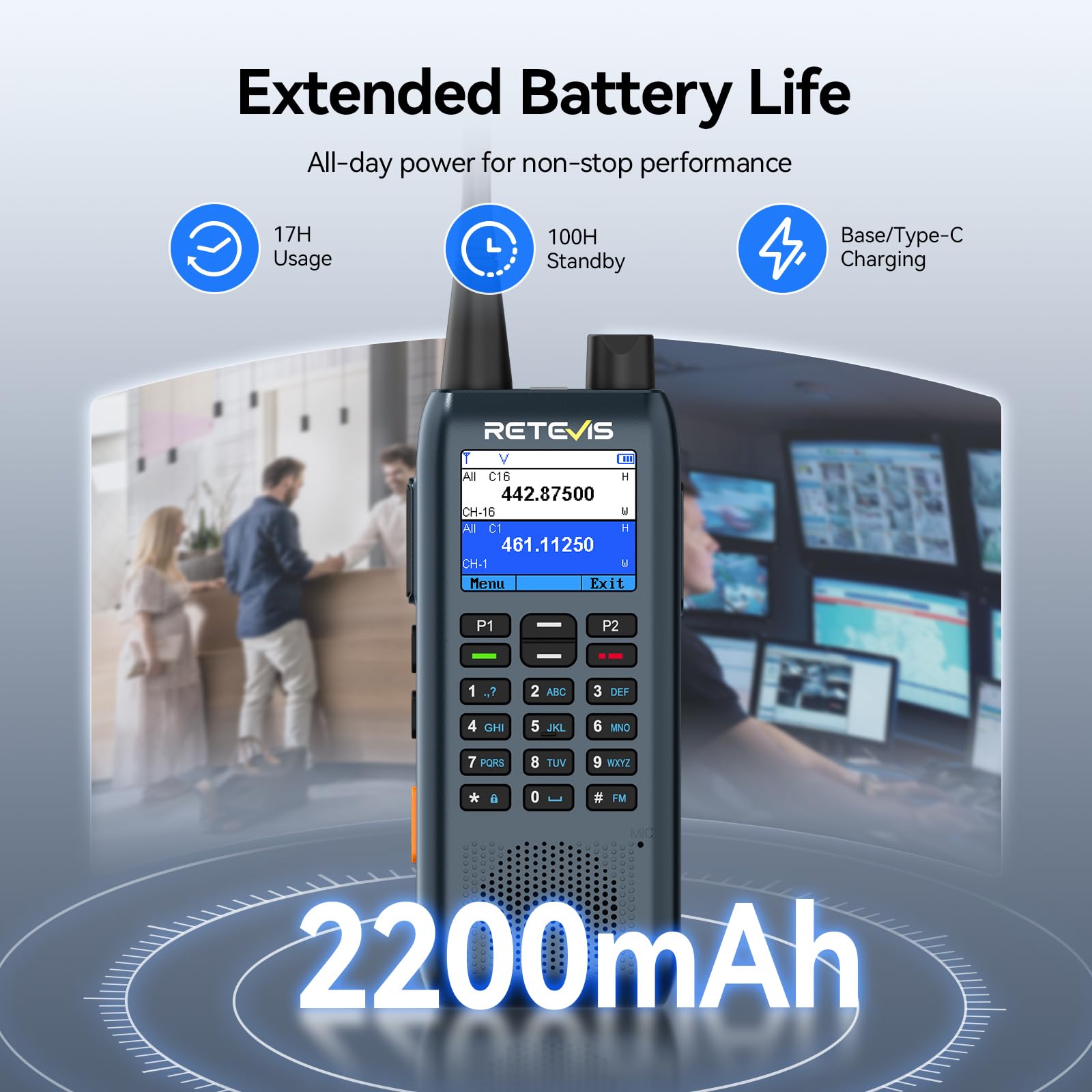 Retevis MateTalk C63 Radiotelefon ze Słuchawką, Zarządzanie Zleceniami Roboczymi – 3 Tryby Połączeń/Wysyłanie SMS-ów, LCD, Dwukierunkowy Radiotelefon do Centrów Handlowych (4 Opakowanie)