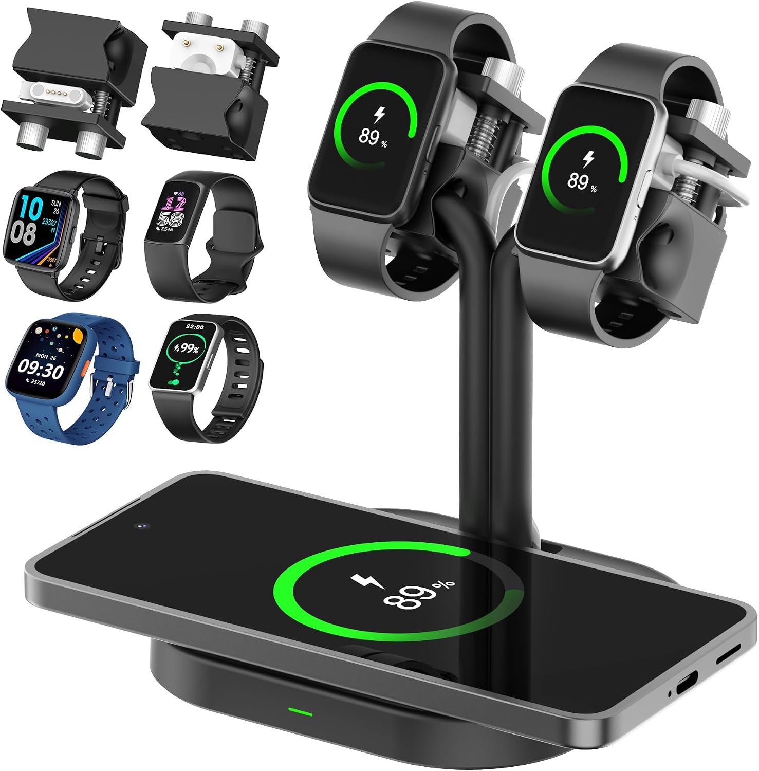 Universal Dual Watch Charger Dock, 3 in1 iwatch Charger Station