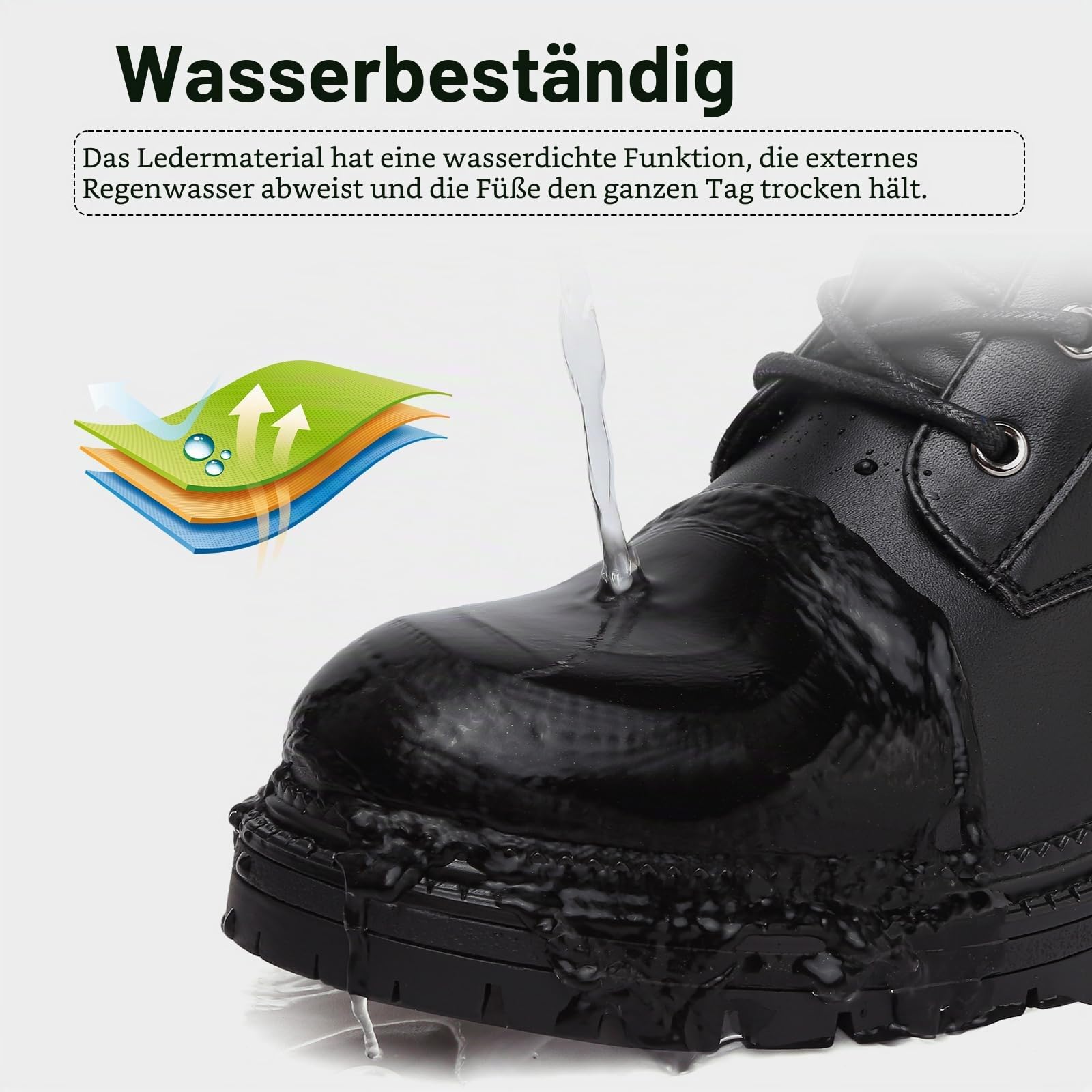 Bravover Wasserdichte Stiefeletten für Damen, Arbeitsstiefel, Schnürstiefel, Damen