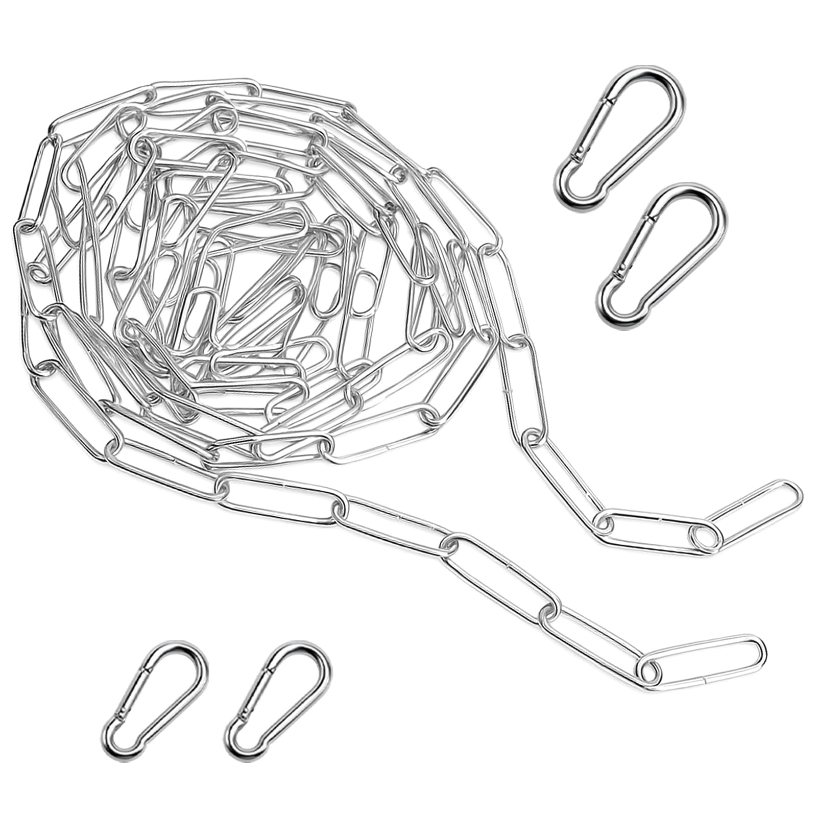 APOMOONS 3 Metri Catena Acciaio,3mm Catene Catena Metallo Delimitazione Catenella Catena Resistente Catena Zincata Catena Antitaglio per Lucchetto Recinzione Catena Antifurto Catena con 4 Moschettoni