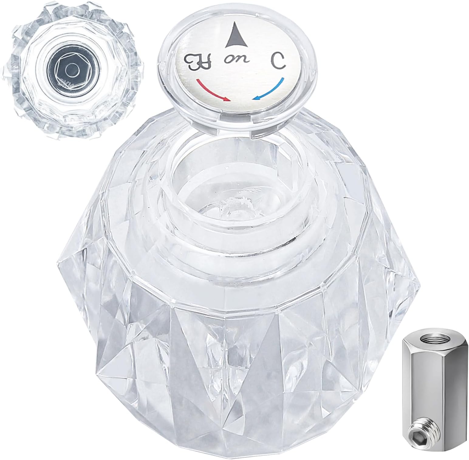 Shower Faucet Handle Replacement for RP41661, Replacement Shower Handle Compatible with Delta and Peerless Single Handle Tub Faucets, Clear Acrylic Shower Faucet Handle