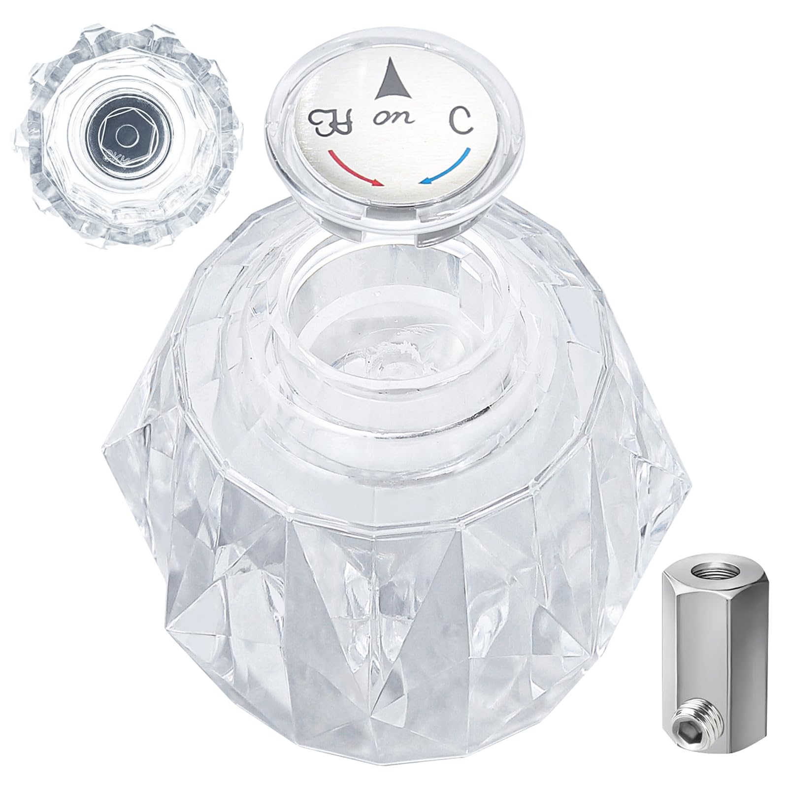 Shower Faucet Handle Replacement for RP41661, Replacement Shower Handle Compatible with Delta and Peerless Single Handle Tub Faucets, Clear Acrylic Shower Faucet Handle