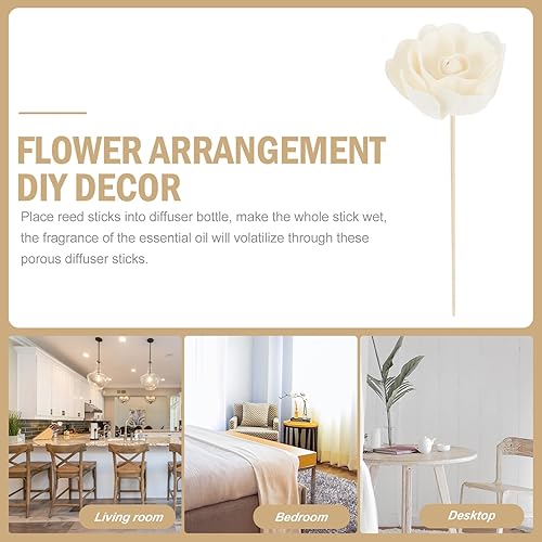 Miniatura 9 de Healifty 5 unidades de varillas de ratán de madera con forma de cabeza de fragancia natural, difusor de varillas rectas, difusor de aceite