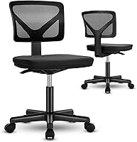 Vista 1 de DUMOS Juego de sillas de escritorio sin brazos, 2 unidades, silla giratoria de oficina en casa ergonómica ajustable con ruedas, sin brazos, cómodas
