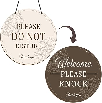 Do Not Disturb Sign - Do Not Disturb Door Hanger Sign for Office Double Sided Wooden Welcome Please Knock Hanging Plaque for Home Therapists Clinic Business Online Meeting Sessions Decor