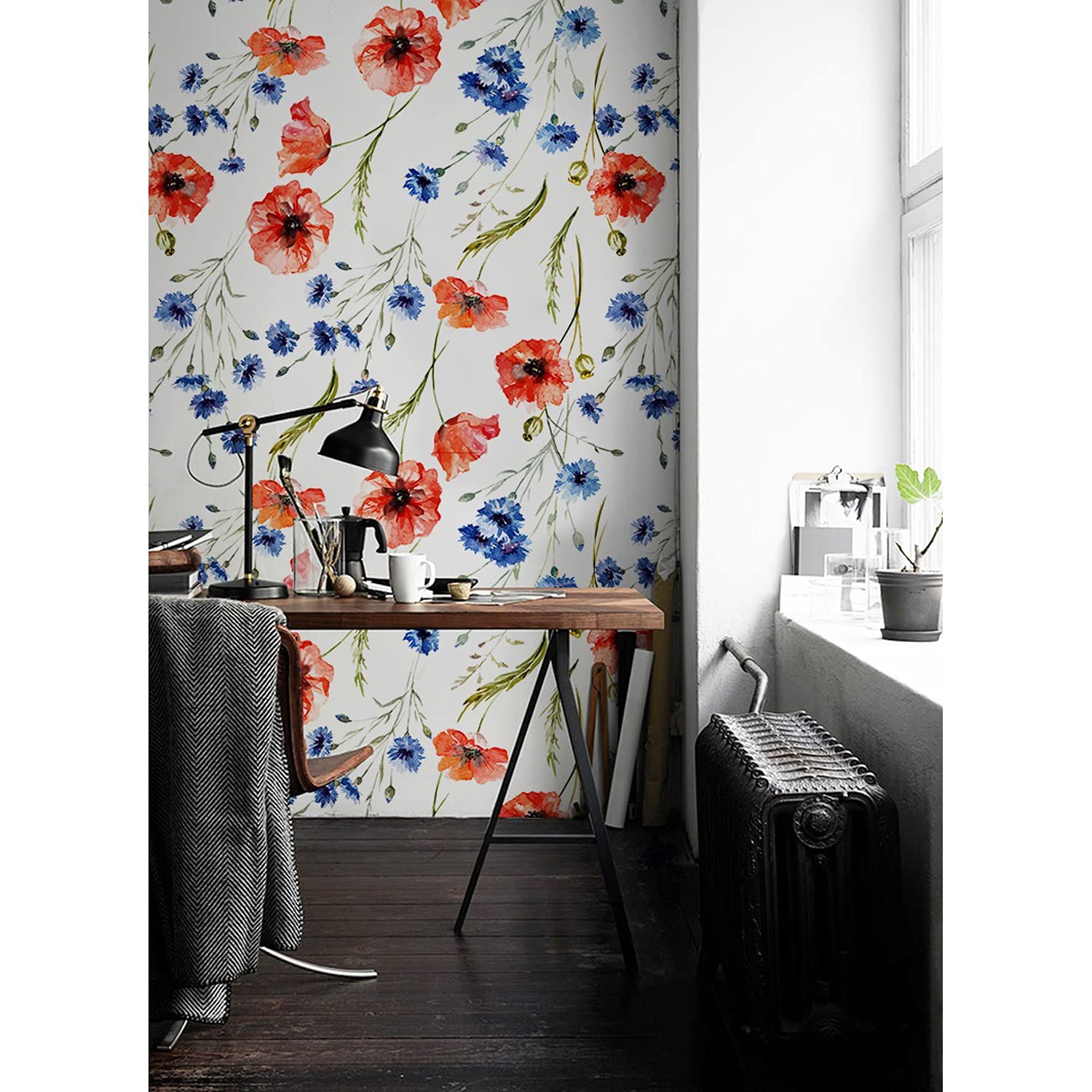 Stickers muraux cuisine et chambre papier peint floral vintage 208x146
