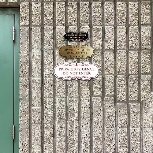 Miniatura 5 de Signs ByLITA Designer Private Residence Do Not Enter - Letrero de seguridad para el hogar (negroplateado), grande, 1 paquete