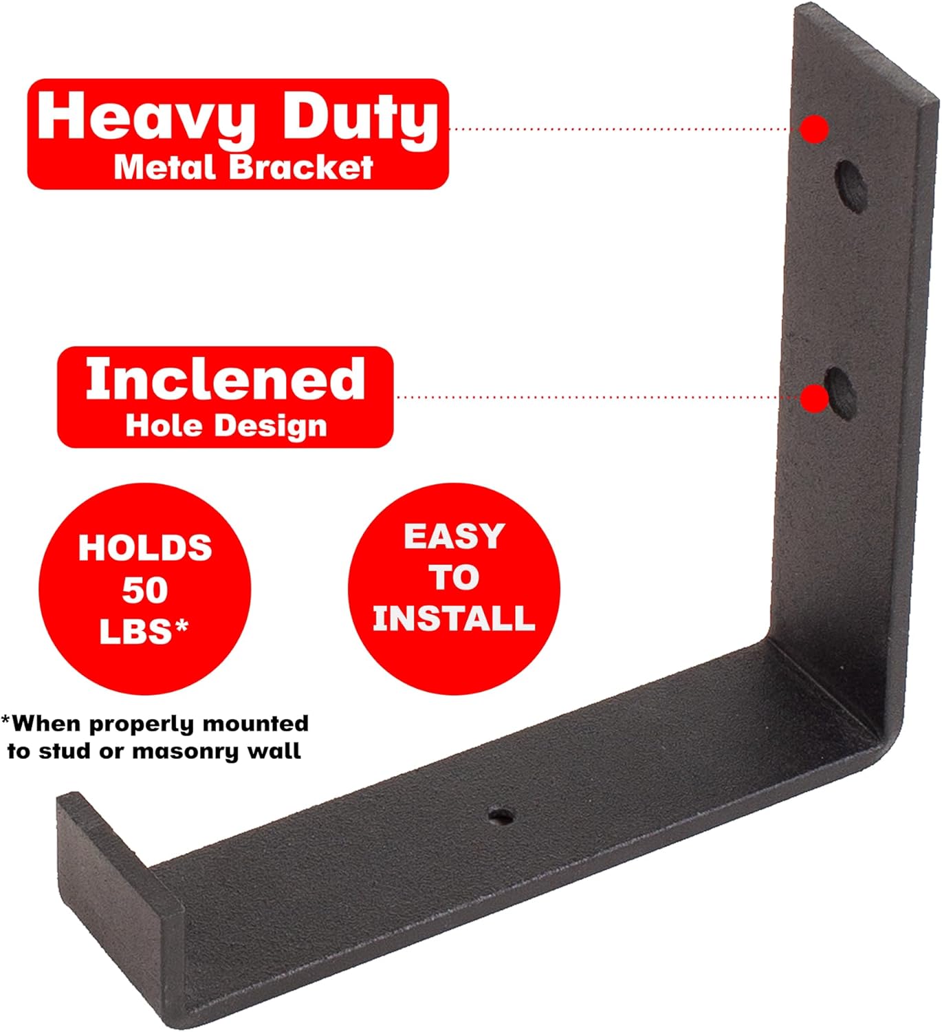 Premium Heavy Duty J Bracket for Floating Shelf, Metal Shelf Brackets, Iron Metal Brackets, Industrial J Bracket,Farmhouse Rustic Heavy Duty Brackets, Black Stainless Steel (12"- 2 Pack)
