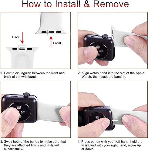 Miniatura 3 de Watch Band Compatible with Apple Watch 38mm 40mm 41mm 42mm 44mm 45mm Silicone Wristbands Strap Replacement for IWatch Series 7 6 5 4 3 2 1 Women Men