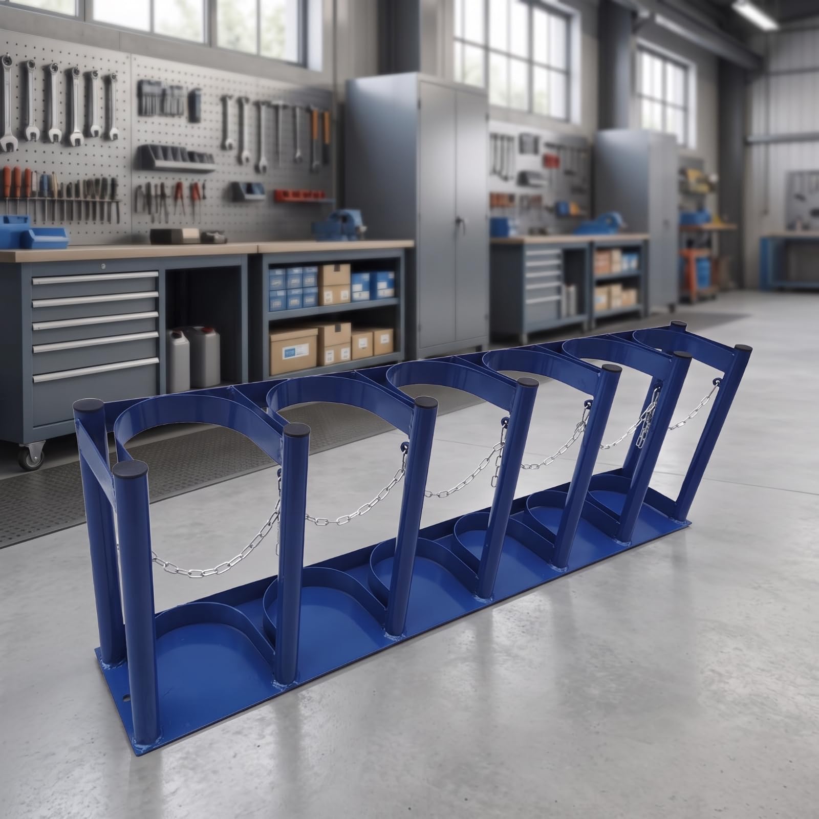 Harilla Soporte Acero para 6 Cilindros Seguro | Industrial, Estante para Botellas Gas, Abrazara, Almacenamiento Interior, Talleres, Laboratorios, 6-Botella 8l-10l, 8L