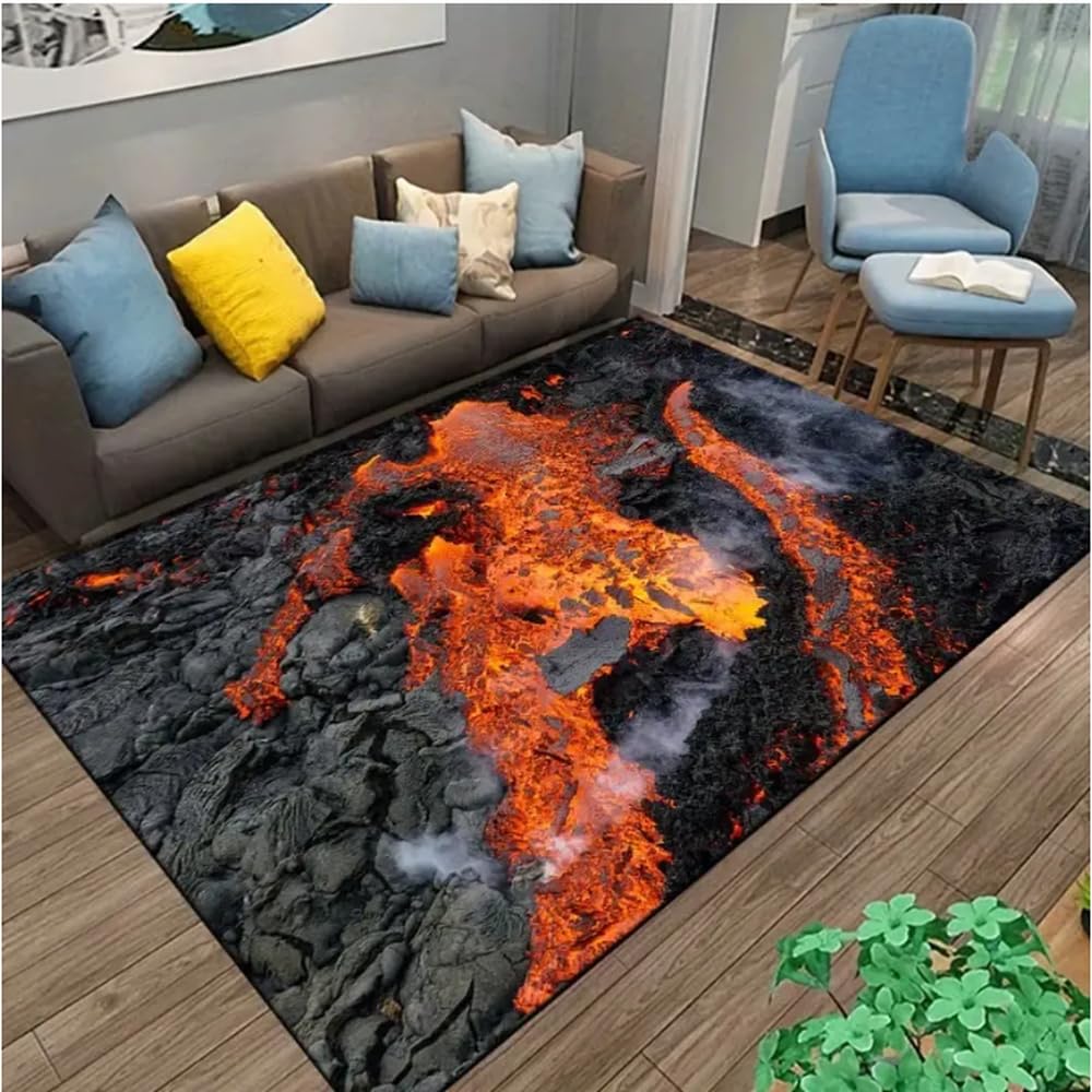 Tapis de zone Volcano magma antidérapant : paillasson d'entrée et de chevet 60x90
