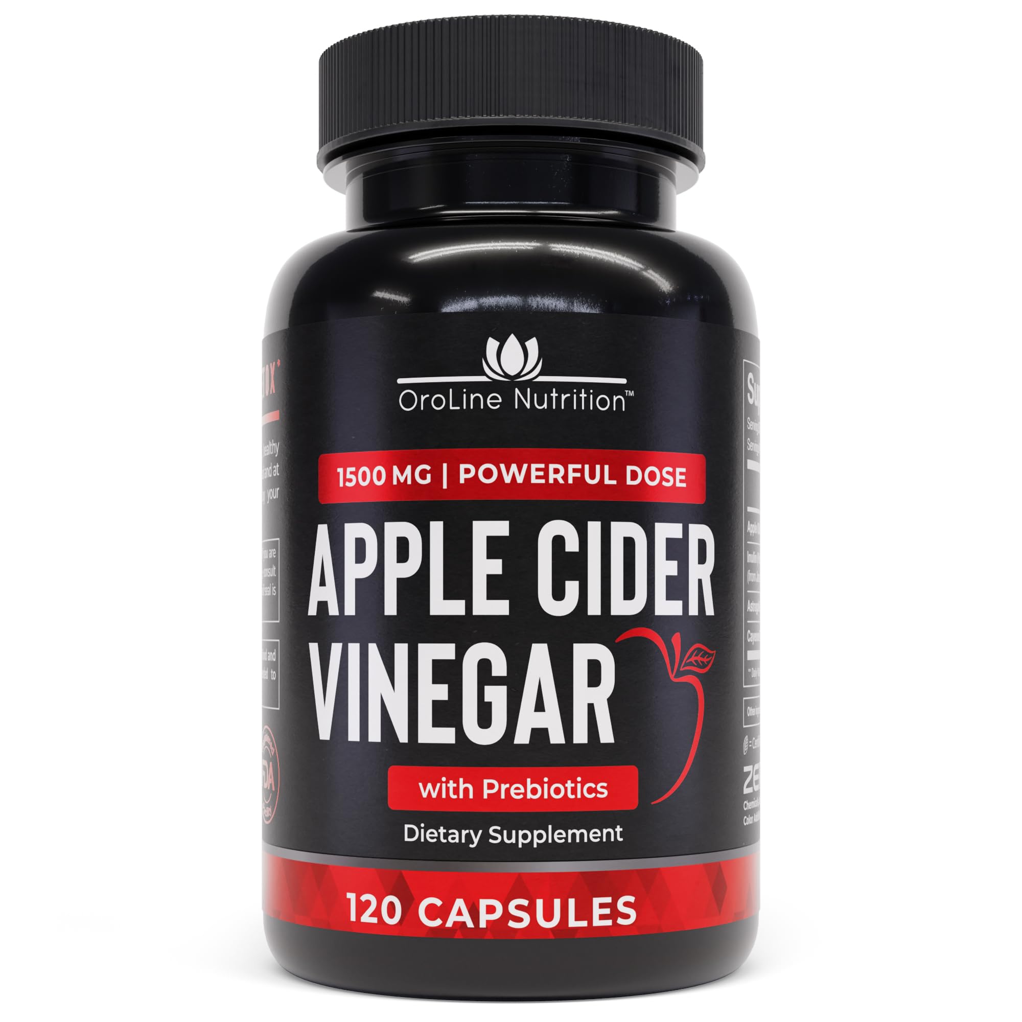 Apple Cider Vinegar Pills with Prebiotic, 2 Month Supply - Apple Cider Vinegar Capsules - Apple Cider Vinegar Supplements, Apple Vinegar Tablets - Energy and Gut Health Support