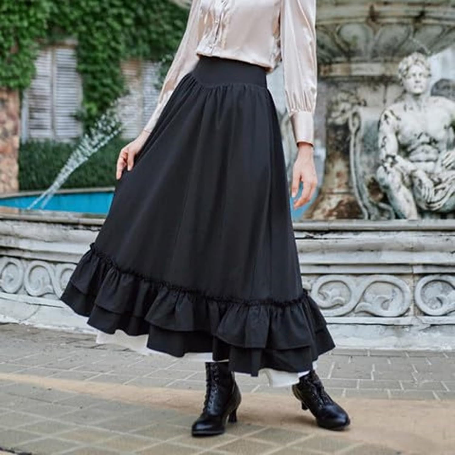 Jupe confortable plissée une ligne pour femme en tissu polyester doux