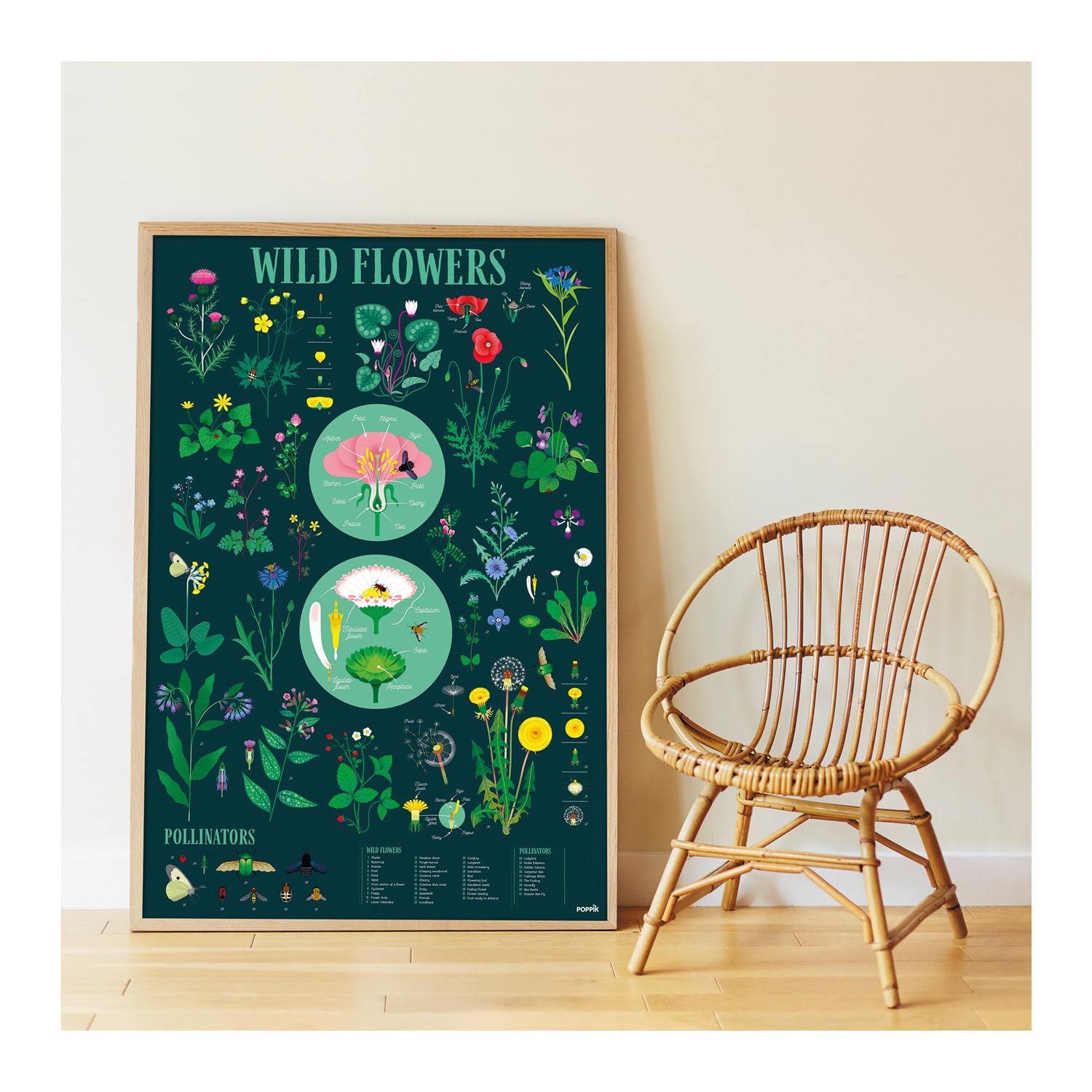Poster Géant Poppik « Botanic Discovery » - 72 Autocollants De Plantes Et Insectes, Activité Calme Pour Enfants Dès 7 Ans