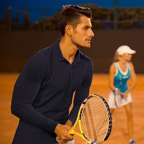 Miniatura 4 de BALENNZ Polos de manga larga para hombre, absorben la humedad, camisas polo de manga larga para hombre, polos de golf de secado rápido para hombres