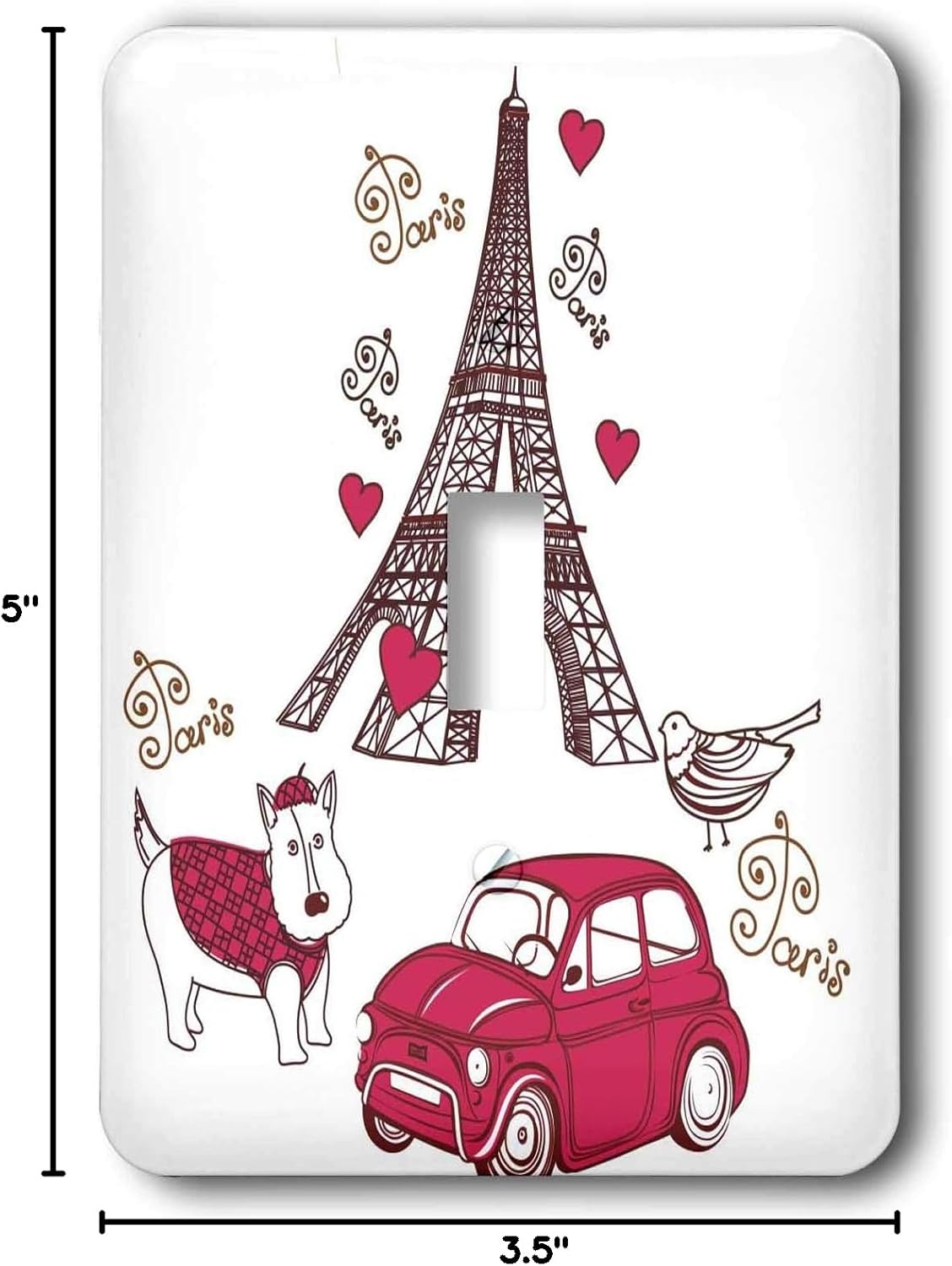3dRose Paris in Pink Cartoon single toggle switch