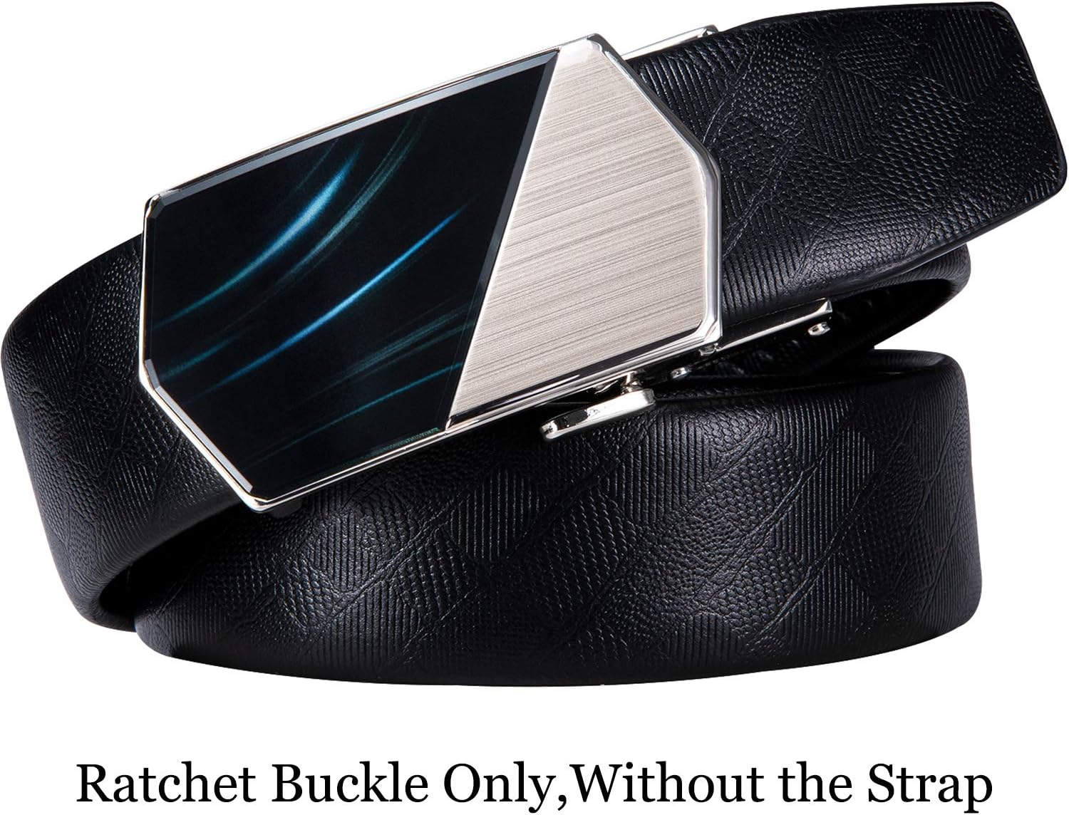 Barry.Wang Ratchet Belt Buckle Strap Replacement 1 3/8”,Leather Belt Straps for 40MM Slide Click Buckle,Trim to Fit - Image 3