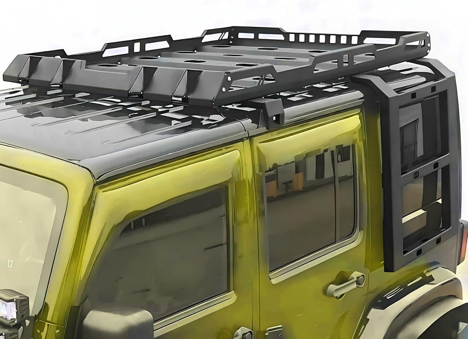 Roof Rack fit for Jeep Wrangler JL 2018-2024 4 Door w/Double Ladders Roof Rack Cargo Basket Luggage Carrier Heavy Duty Steel Cargo Storage Carrier (You Will get 2 Packages)