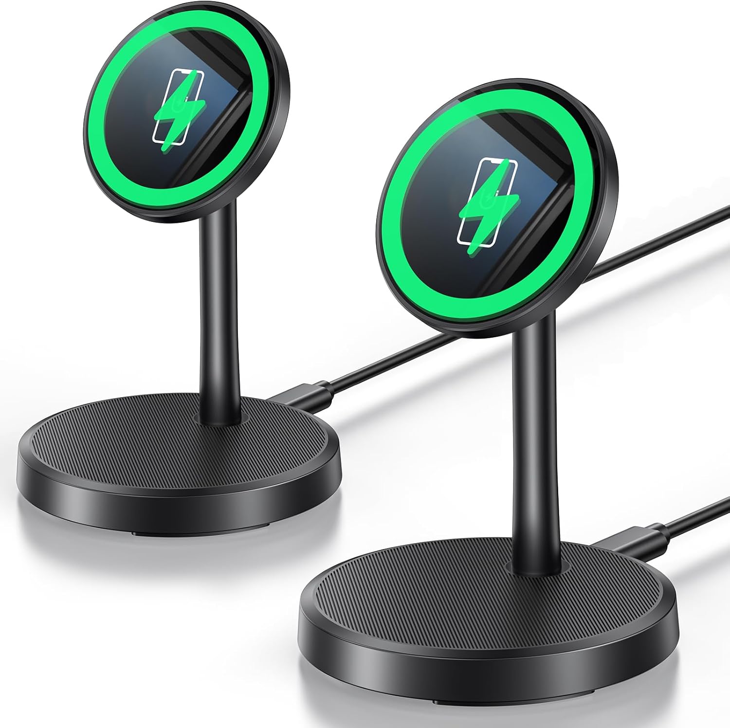 Magnetic Wireless Charger iPhone, 2 Pack 15W Fast Mag-Safe Charger Stand for iPhone 17/17 Air/17 Pro/17 Pro Max 16/15/14/13/12 Series, Wireless Charging Station for Pad/AirPods