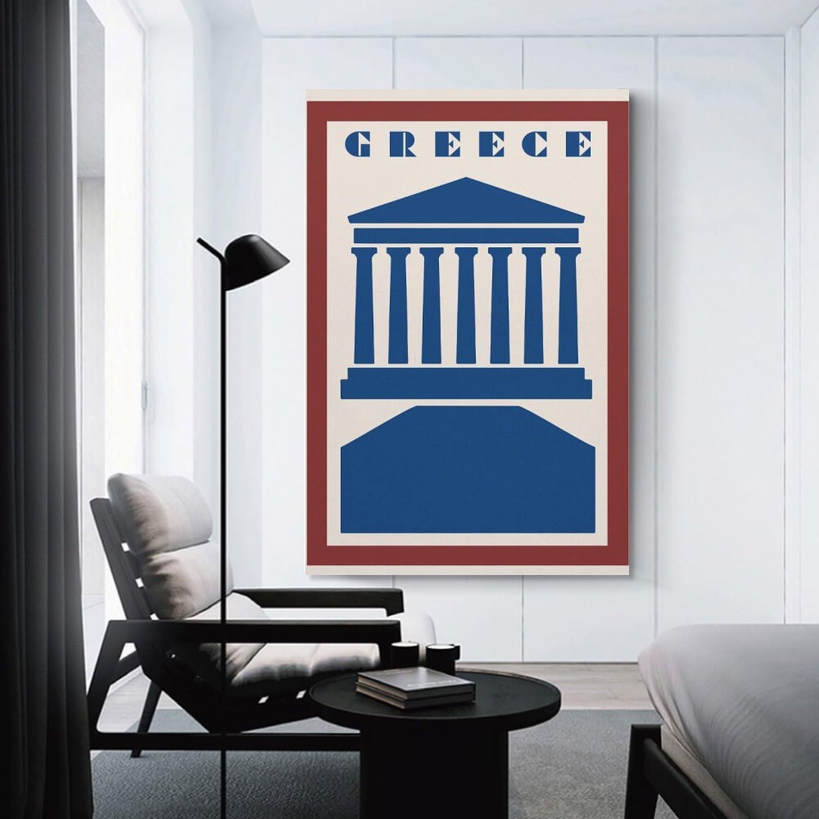 Junmoney Unframe-Style-22 Vintage Greece Travel Home Decor Wall Art 24X36inch(60X90cm), For Bedroom, Guest Room Or Reading Nook, Decorative Wall Art For Cosy Rooms