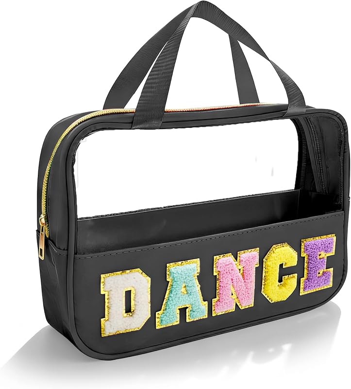 Necessaire de maquiagem KRYZMET com janela transparente e patch DANCE, nylon, zíper, Dance-Black