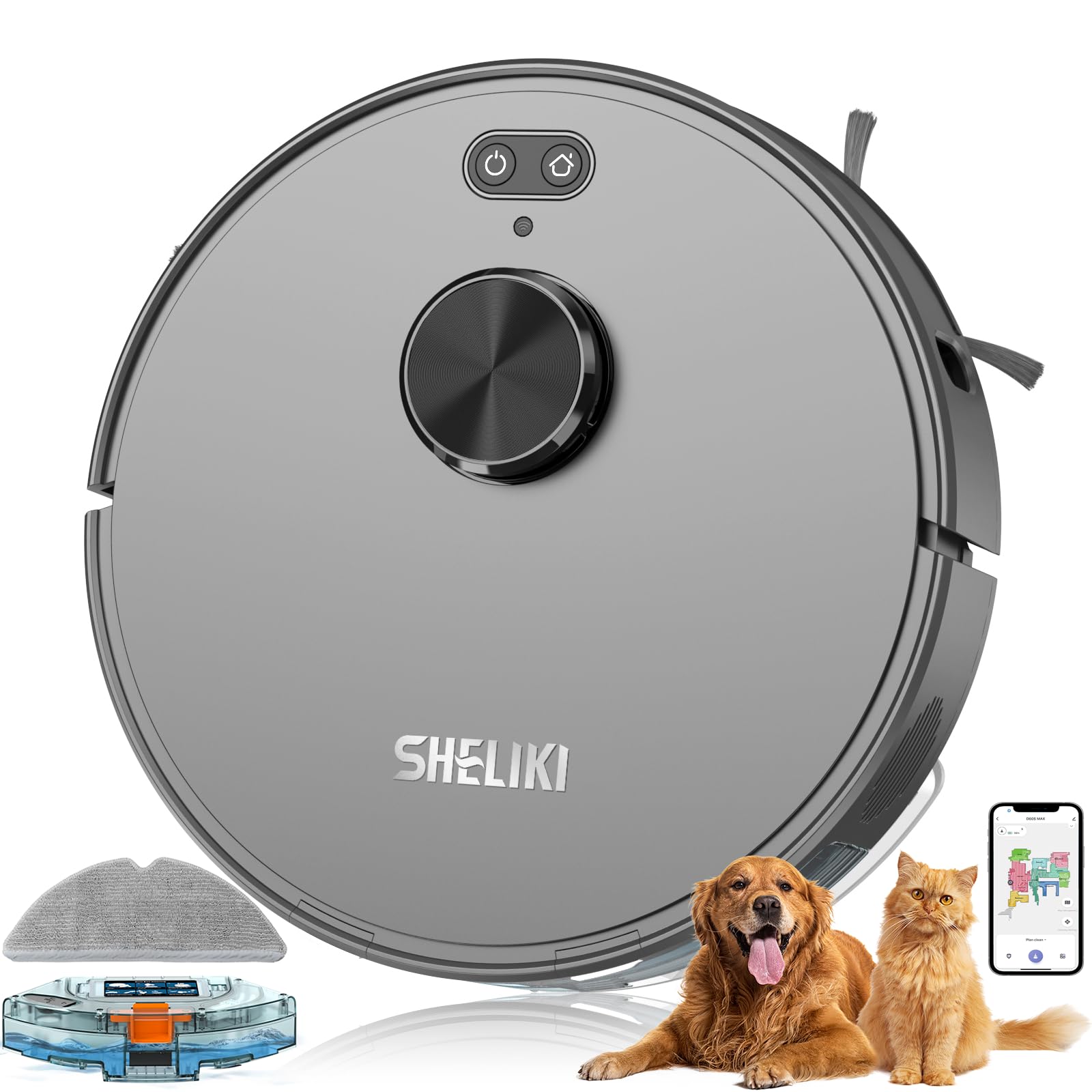 Photo 1 of SHELIKI Robot Vacuum and Mop, Mapping Robotic Vacuums Cleaner with LiDAR Navigation Smart & Strong Suction, WiFi/App/Alexa/Voice Control, Obstacle Avoidance, for Home, Wood/Hard Floors, Pet Hair