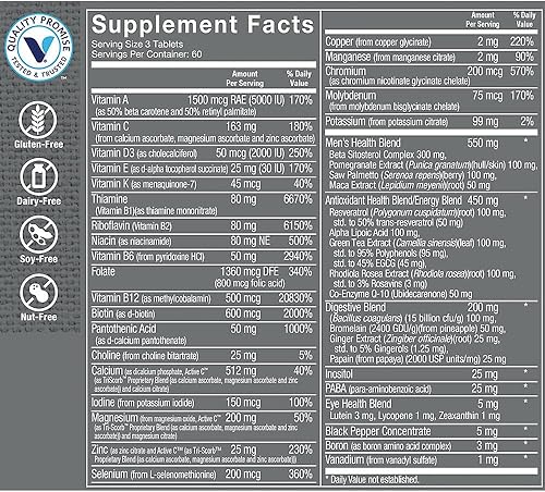 Miniatura 4 de The Vitamin Shoppe Ultimate Man Multivitamínico – Mezcla energética y antioxidante de alta potencia – Suplemento multimineral diario integral para