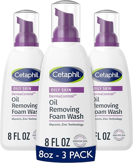 Cetaphil Pro Oil Removing Foaming Face Wash, Sensitive Skin, 8oz, 3ct