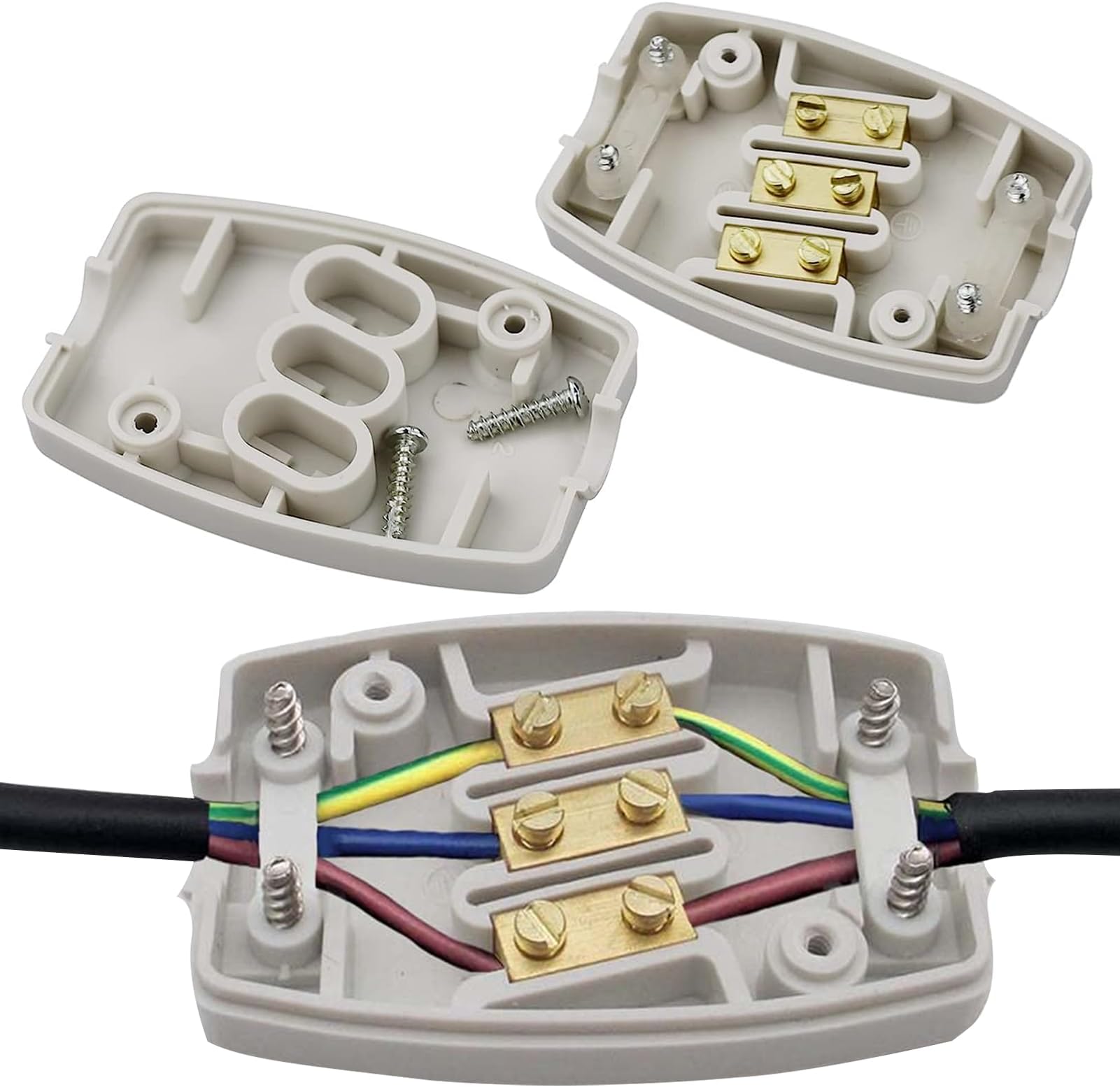 Elezenioc 2PCS Electrical Junction Box, 13A 250V Cable Connector, Designed for Wire Connection and Protection, Suitable for Power Wiring, Home Decoration - White