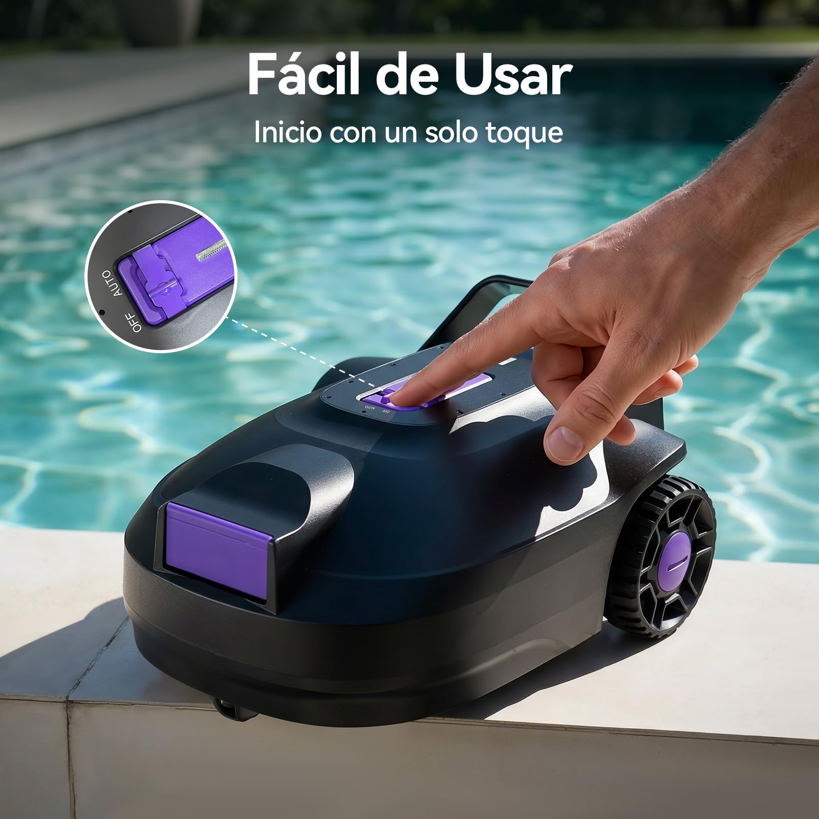 Redkey S200 Robot Piscina, Robot Limpiafondos Piscina Sin Cable con Doble Motore, Doble Succión, 180 Min de Limpieza, Estacionamiento Automático, para Piscinas de Fondo Plano 100 m²(Violeta)