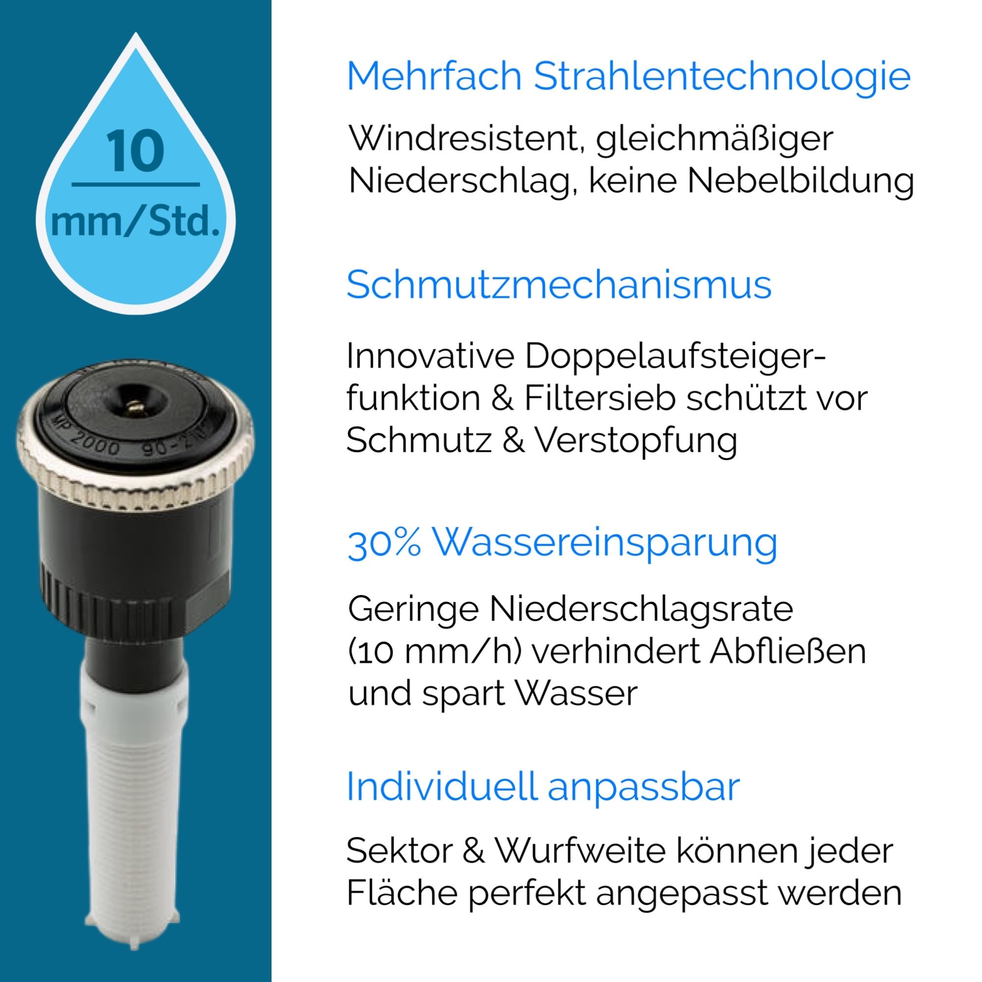 Hunter MP Rotator 1000-3500 Profi Installationsset inkl. druckreguliertem PROS-04 Versenkgehäuse, Swing-Joint 15cm, T-Stück 25mm & Einstellschlüssel (2000 90°-210°, 2er Set)