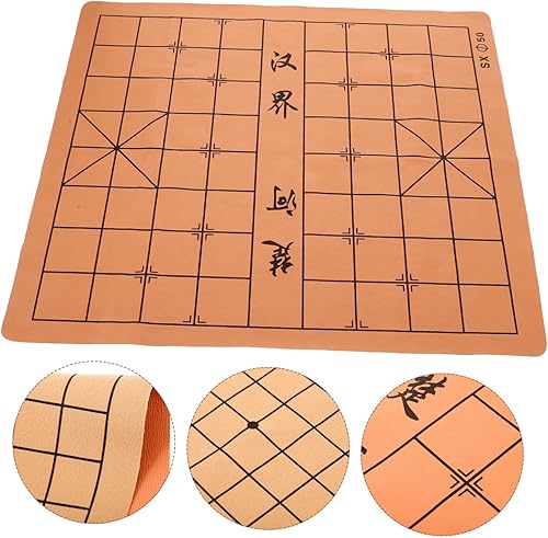 Miniatura 8 de Tablero de ajedrez chino plegable, tablero de ajedrez chino, tablero de cuero PU, tapete Xiangqi, juego de ajedrez chino portátil para 2 jugadores