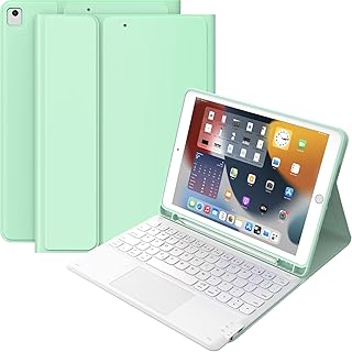 CHESONA iPad Keyboard 9th Generation, Keyboard for iPad 8th/7th Gen 10.2 inch, Smart Trackpad, Detachable Wireless with Pencil Holder, Flip Stand Keyboard Case for iPad 9th/8th/7th Gen 10.2", Green