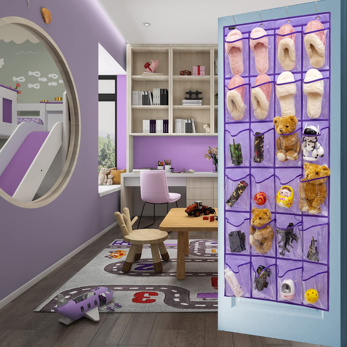 Organizador de zapatero sobre la puerta con 24 bolsillos transparentes de PVC para colgar en el dormitorio, el baño, la cocina Stroage (24 bolsillos)