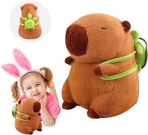 Miniatura 9 de Emoin Capybara - Juguete de peluche con almohada de 9 pulgadas con bolsa de tortuga, bonito peluche Capybara de animales de peluche, color marrón