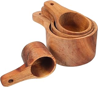 Sosoport 4 Cucharas Medidoras: Cucharas De Madera De Diferentes Tamaños Para Medir Con Precisión Ingredientes Secos. Cucharas Para Polvos Para Hornear Y Cocinar.