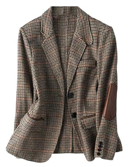 wool check blazer womens