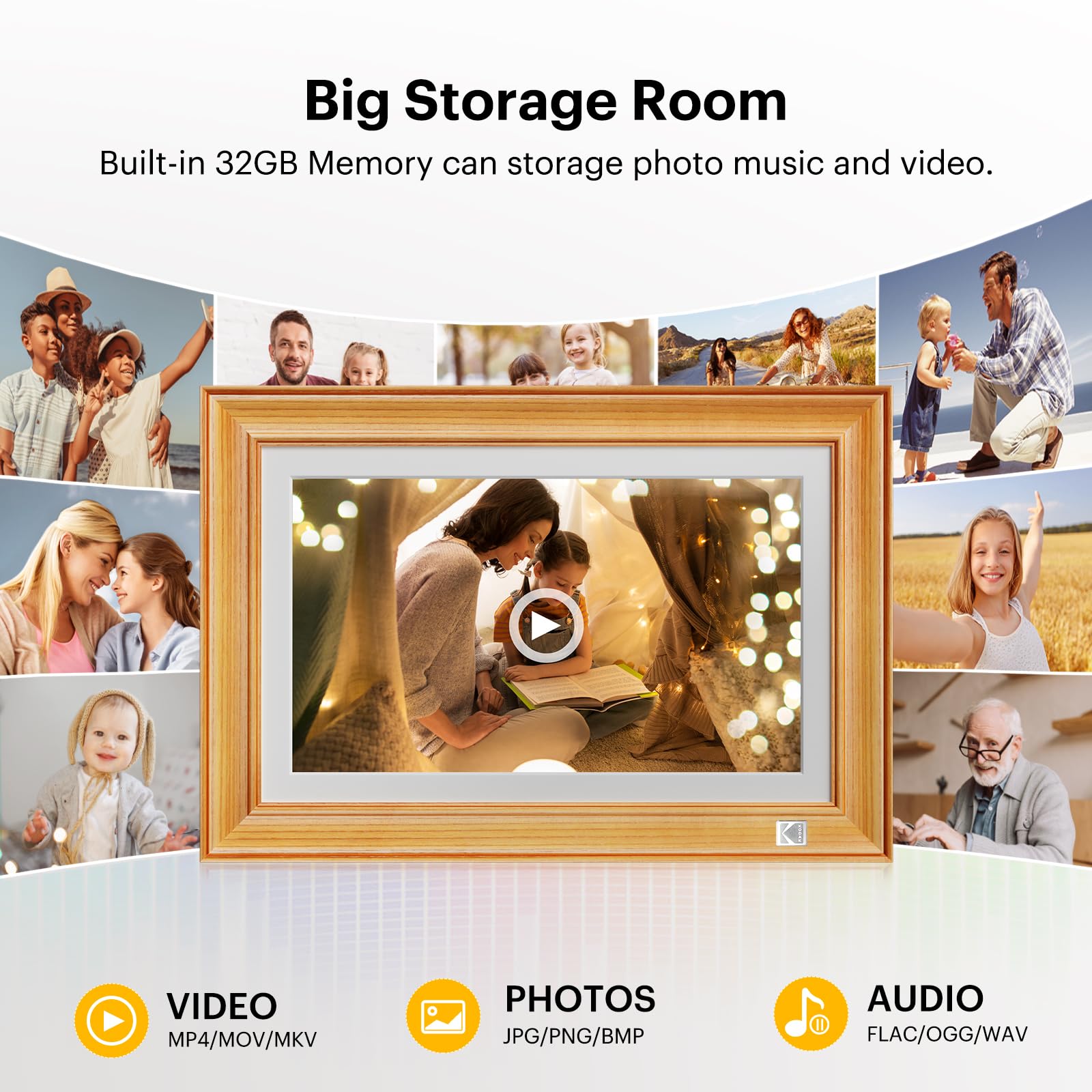 KODAK Cornice Digitale WiFi 14.1 Pollici Cornici Digitali, Full HD Smart Cornice Foto Digitale Touchscreen IPS Cornice Elettronica Cloud con App, Memoria 32GB, Condivisione di Immagini Musica Videos