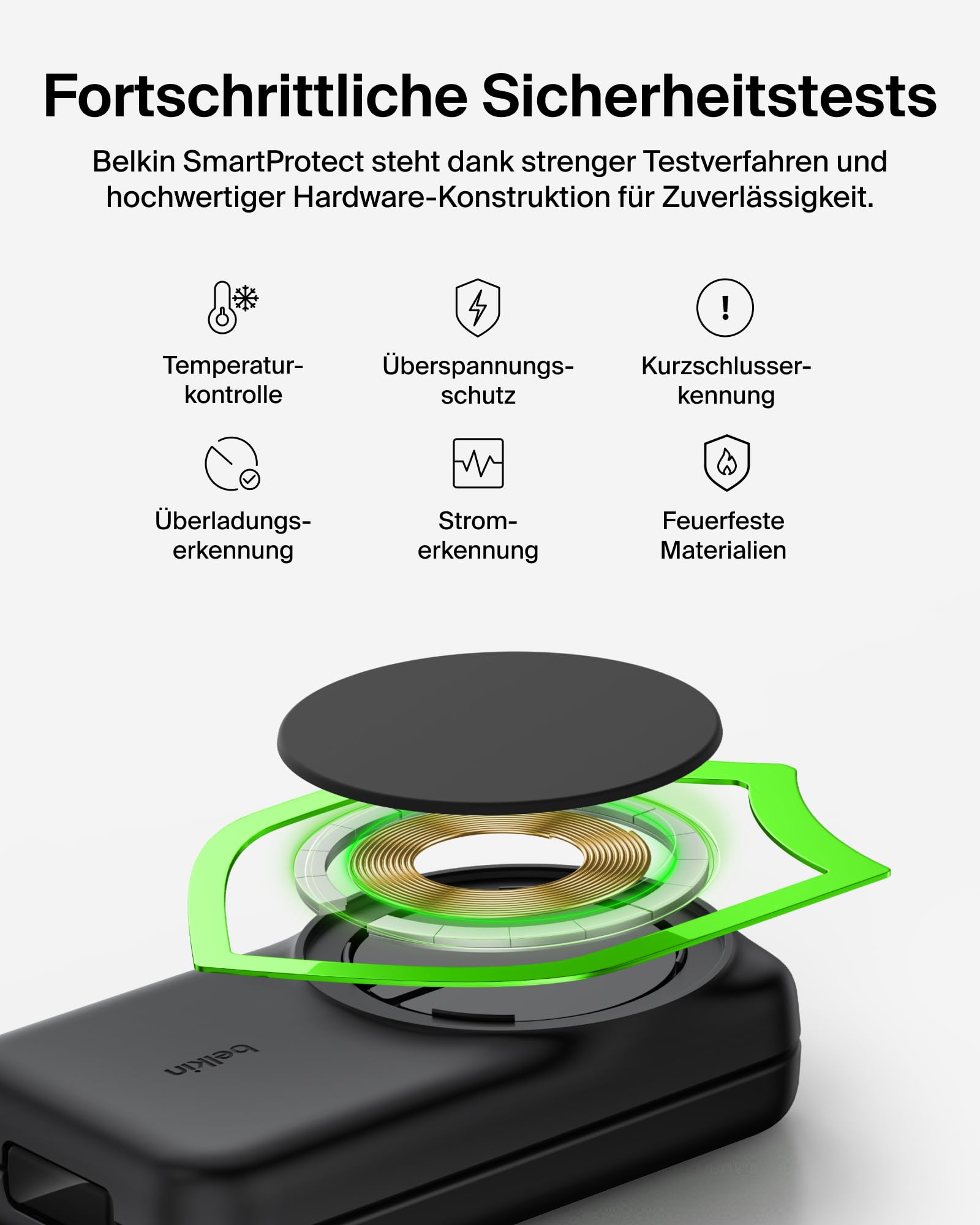 Belkin UltraCharge 3-in-1 Ladestation mit Qi2, 25W, MagSafe Kompatibel, Induktive Ladestation für iPhone 17, iPhone Air, Apple Watch, AirPods, 45W Adapter - Schwarz