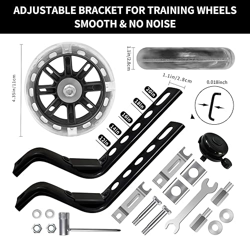 Miniatura 2 de Ruedas de entrenamiento con ruedas silenciosas intermitentes para bicicletas de niños, se adapta a bicicletas de velocidad variable y única de 12,