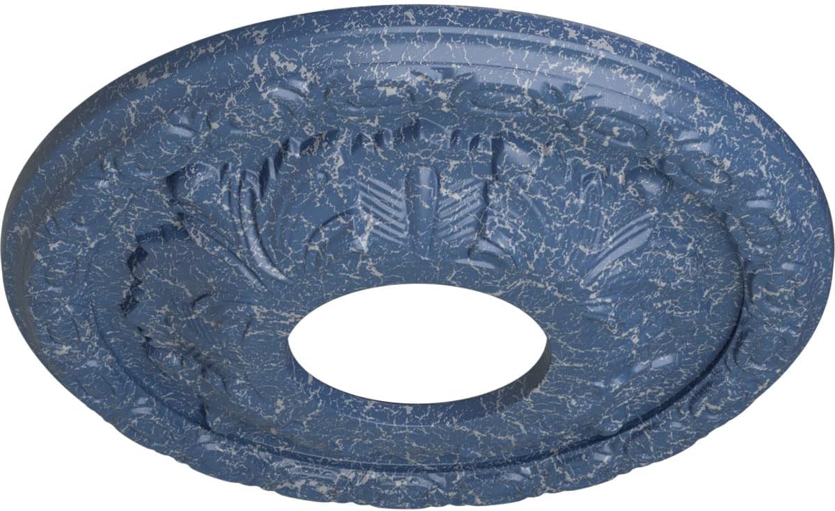 11 3/8"OD x 3 5/8"ID x 1 1/8"P Leaf Ceiling Medallion (Fits Canopies up to 4 3/4"), Hand-Painted Americana Crackle