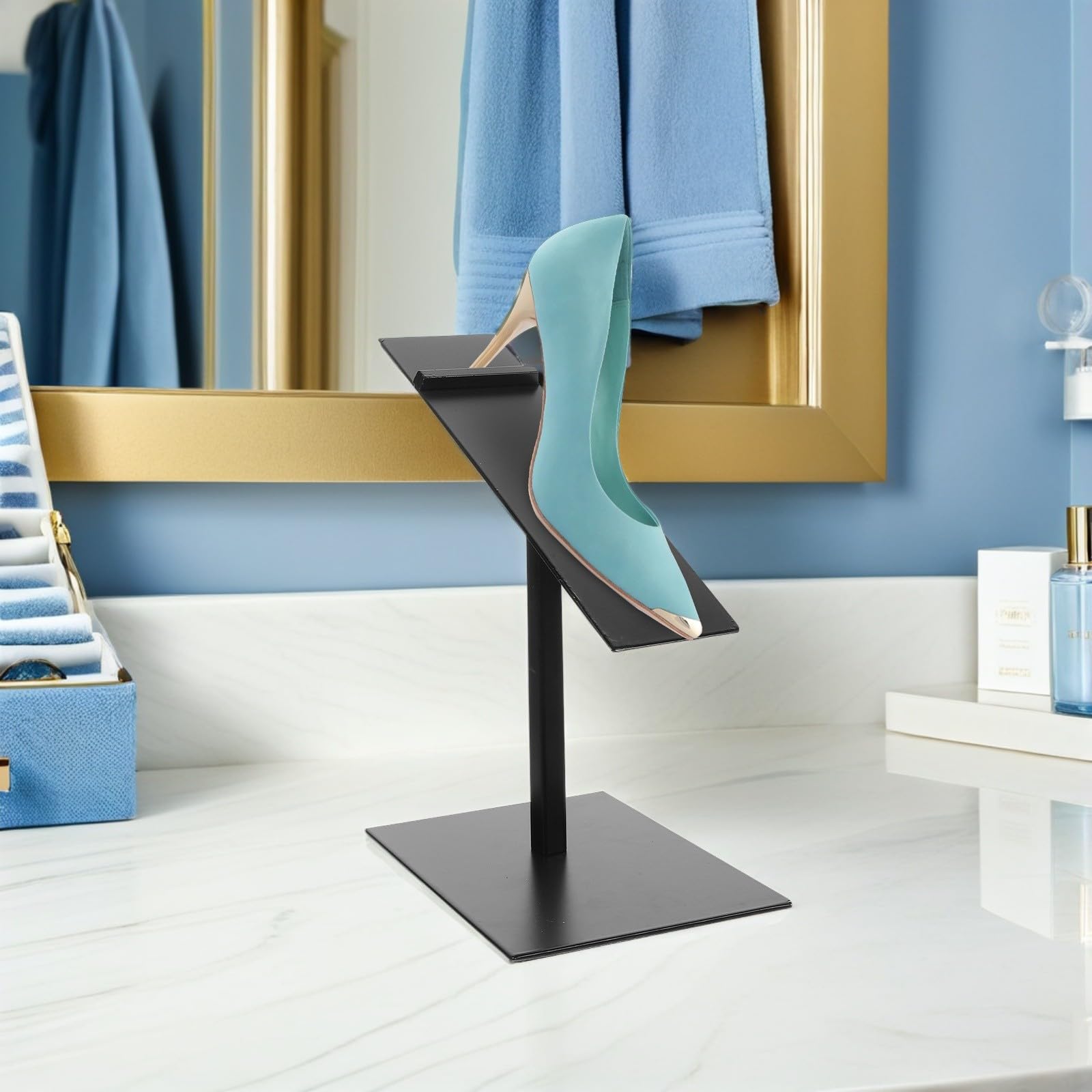 Schuhdisplay Elegantes Schwarzes Verkaufsdisplay mit Verstellbarer Höhe 2 Stück aus Metall für Sandalen und High Heels im Einzelhandel und Einkaufszentrum
