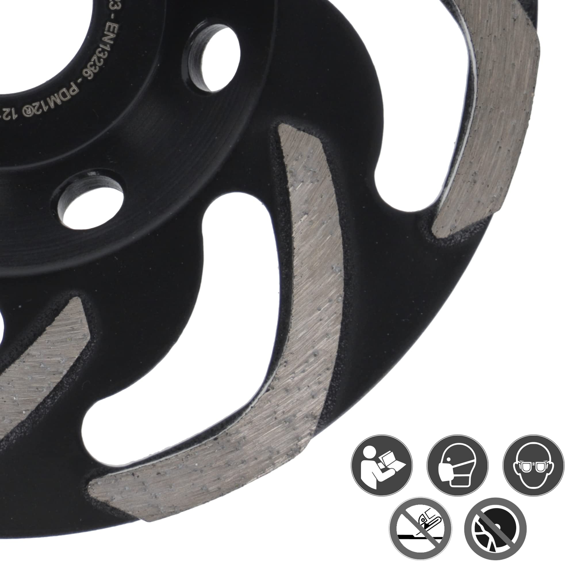 PRODIAMANT Mola a tazza diamantata 125mm x 22,2mm per calcestruzzo e muratura, adatta a smerigliatrici angolari, alta qualità e durata