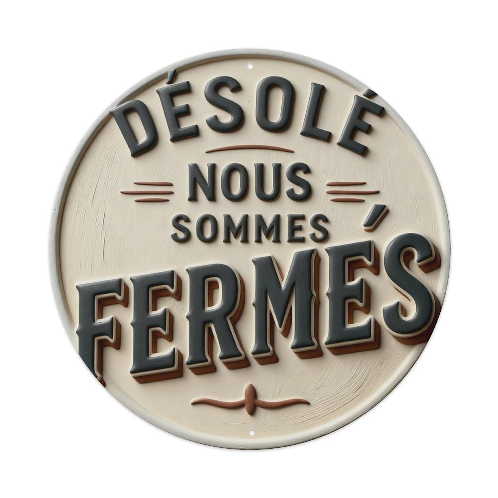 Zlatcbu Vintage French Closed Notice Sign Metal Tin Sign Retro Wall Art Poster, Decor For Home Living Room Bar Cafe Garage, 8X8 Inch