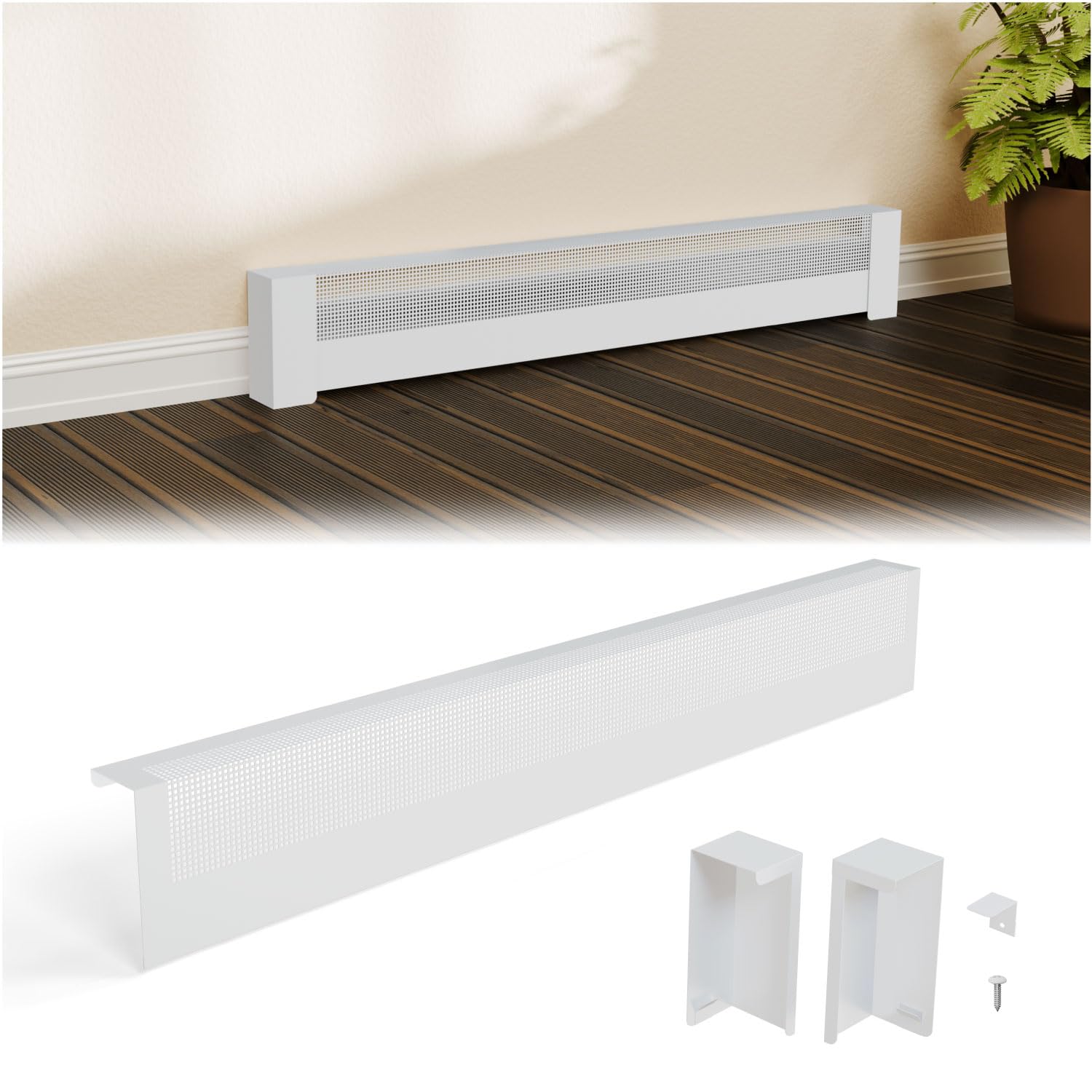 Jeevony 4Ft Galvanized Steel Baseboard Heater Cover