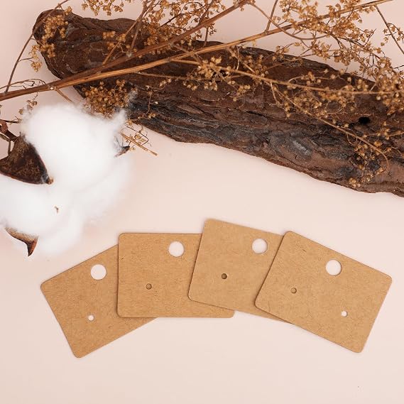 100 Pcs Earring Cards Earring Display Holder Cards Paper Hanging Earrings Tags for Jewelry Display Ear Studs (Brown)