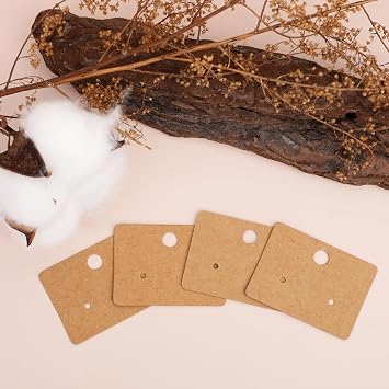 100 Pcs Earring Cards Earring Display Holder Cards Paper Hanging Earrings Tags for Jewelry Display Ear Studs (Brown)