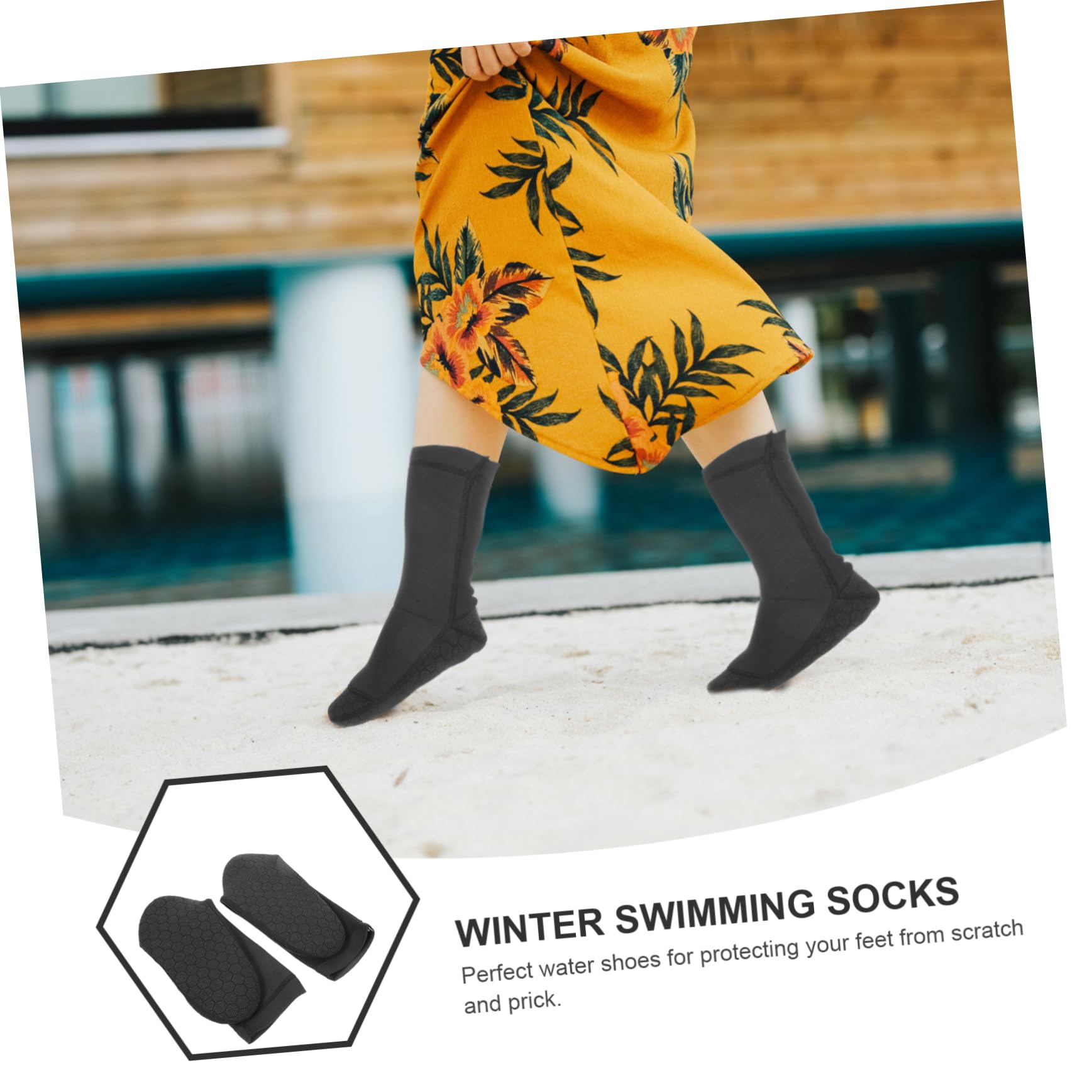 BESPORTBLE 1 Pair Snorkeling Socks Men Water Socks Adults Thermal Socks Diving Waterproof Socks Warm Cold Scuba Neoprene Socks Beach Socks Swim Socks Sock for Swim Black