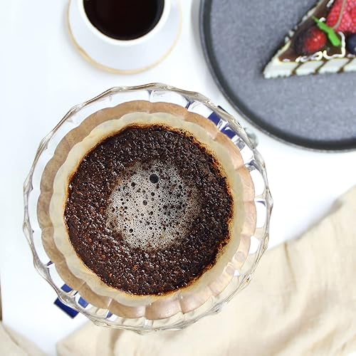 Miniatura 9 de SOTECH Soporte para gotero de café con soporte de metal, soporte de filtro de madera, servidor de vidrio con filtros de café de papel, juego de